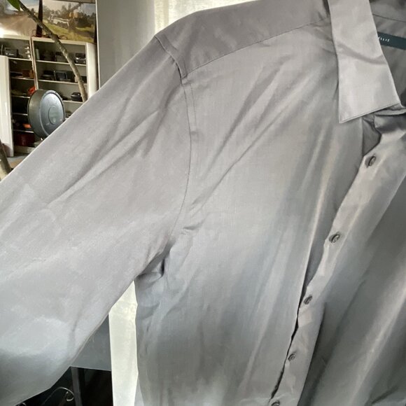 Perry Ellis Dress Shirt Mens XL Cotton‎ Gray Casual Preppy No Pocket Going Out - Picture 4 of 11